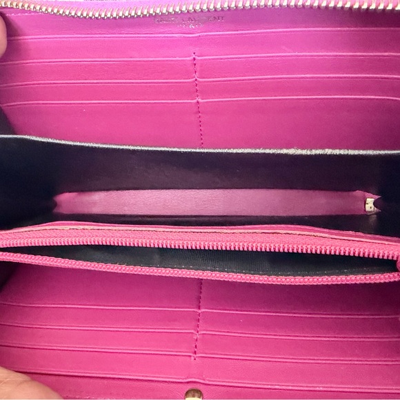 AUTH YSL Saint Laurent Classic Pink Y-Ligne Wallet - Picture 6 of 12
